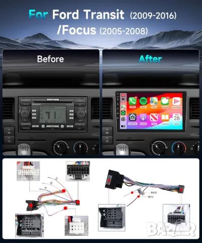 Мултимедия, Двоен дин, Навигация, за Ford Focus, Ford Transit, плеър, екран, Android, Transit, Focus, снимка 8 - Аксесоари и консумативи - 50334522