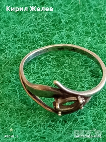 Винтидж сребърен пръстен с паднал камък майсторска ръчна изработка 39963