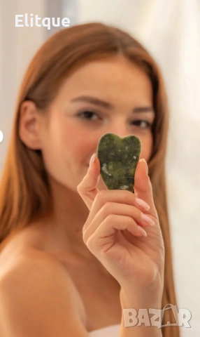 Нефритен масажор за лице с 2 ролки, в комплект с плосък нефритен камък  TV645, снимка 6 - Масажори - 53152837