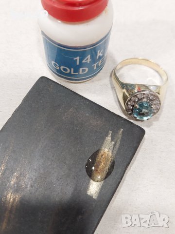 Златен пръстен с брилянти и топаз-злато 14 к., снимка 12 - Пръстени - 43553662