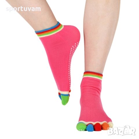 Чорапи за йога, с шарени пръсти, чорапи за пилатес, размер: 35-39, снимка 3 - Йога - 43898443