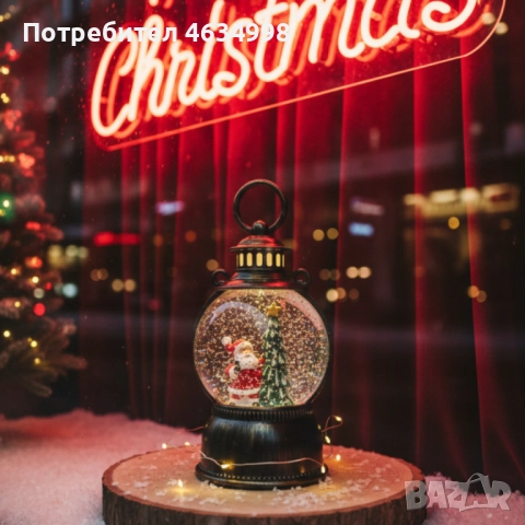 Голям LED коледен фенер с ефект на падащ сняг – приказна светлина и празнична магия, снимка 2 - Декорация за дома - 52233097