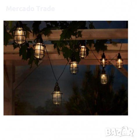 Комплект лампи Mercado Trade, LED соларни лампи, Светлинна верига, 10бр, Черен, снимка 2 - Декорация за дома - 39618309