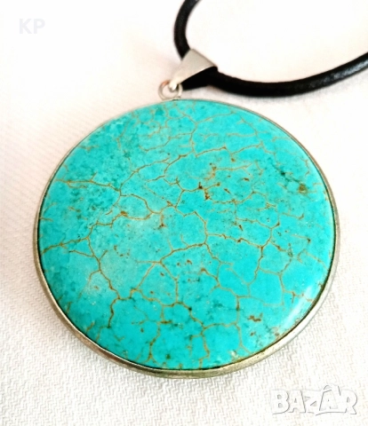 Комплект колие и пръстен с тюркоаз , снимка 2 - Колиета, медальони, синджири - 51510895