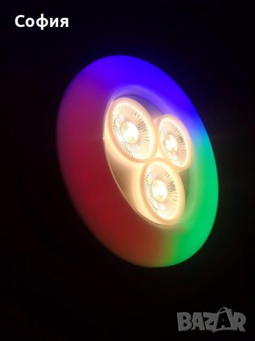 Трицветна пръстеновидна лампа за таван, снимка 5 - Лампи за таван - 43034856
