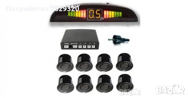 Парктроник система за автомобил с 8 датчика, LCD дисплей и звукова сигнализация , снимка 1 - Аксесоари и консумативи - 27984012