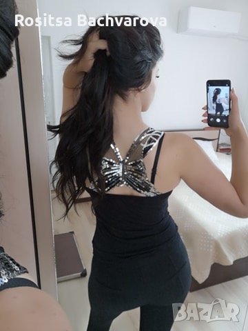 Черен топ с пеперуда, Kenvelo, S размер, снимка 6 - Корсети, бюстиета, топове - 28823436