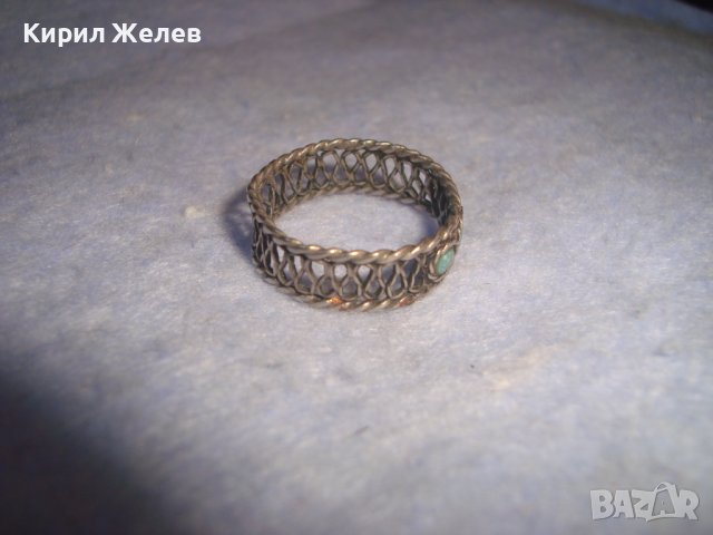 СТАРИНЕН ВЪЗРОЖДЕНСКИ ТЮРКОАЗЕН СРЕБЪРЕН ПРЪСТЕН РЪЧНА ФИЛИГРАННА ИЗРАБОТКА РЯДЪК 27300, снимка 9 - Антикварни и старинни предмети - 36858148