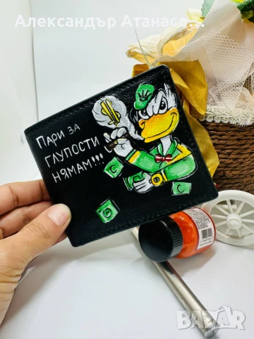 Ръчно рисуване по ваш избор на дамско и мъжко портмоне от естествена кожа , снимка 17 - Портфейли, портмонета - 50730203