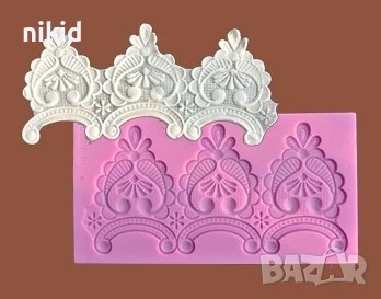 3 висящи орнамента силиконов молд борд кант декор гъмпейст торта фондан украса, снимка 1 - Форми - 43528652