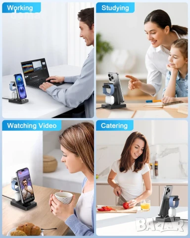 3 в 1 зарядна станция - ADADPU зарядна станция за iPhone и iWatch с 30W USB C адаптер, снимка 8 - Друга електроника - 50793819