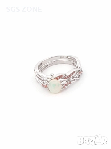 СРЕБЪРЕН ДВОЕН ПРЪСТЕН С ОПАЛ И МУЛТИ САПФИРИ, снимка 3 - Пръстени - 52402310