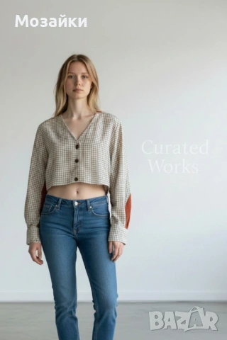 Barbour Cropped блейзър риза като ново, каре, размер S/M