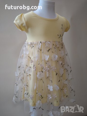 Жълта рокля с цветя за малка принцеса  , снимка 3 - Детски рокли и поли - 33017052