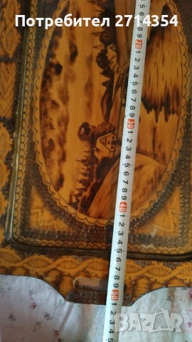 Изящен пирографиран поднос, снимка 2 - Антикварни и старинни предмети - 52341524