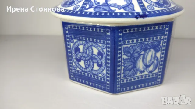 Стара, винтидж керамична кутия за бисквитки, произведена в периода между 1914 - 1920 г., снимка 6 - Антикварни и старинни предмети - 49337343