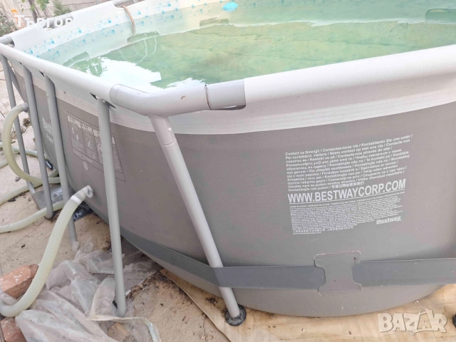 Басейн с мет. конструкция, 305x200x84см., овален, с филтърна помпа и диспенсър, Bestway 5614A Power , снимка 10 - Басейни и аксесоари - 51650383