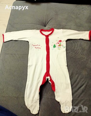 Бебешка памучна коледна с копчета пижама за деца 6-9 месеца, снимка 1
