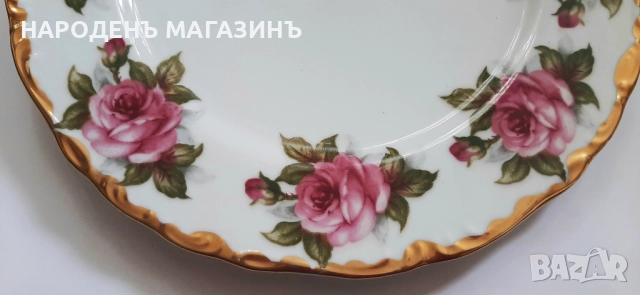 Голяма порцеланова чиния за стена плато порцелан поднос рози цветя , снимка 3 - Други ценни предмети - 52055560