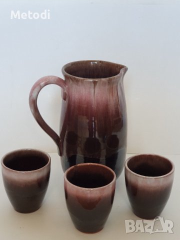 Кана за вино в комплект с три чаши., снимка 4 - Сервизи - 43593950