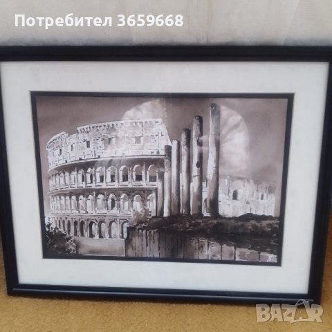 Картина,Колизеума, туш, подписана