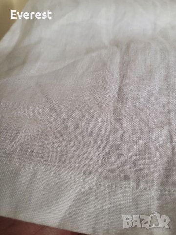 Бял ЛЕНЕН панталон,широки крачоли,висока талия- 44/46 , снимка 6 - Панталони - 40709817
