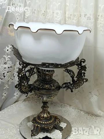 антична немска месингова лампа 450, снимка 6 - Настолни лампи - 49616597