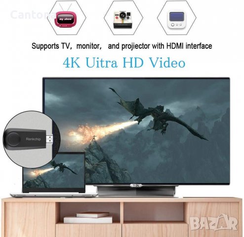 Renkchip E10 WiFi безжичен дисплей приемник, Miracast - iOS/Android/MacOS/Windows, снимка 5 - Приемници и антени - 39260601