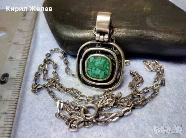 NIKOL@AS Арт СРЕБЪРНО КОЛИЕ с МЕДАЛЬОН МАТИРАНО СРЕБРО 925 КАМЪК ХРИЗОКОЛА на БИЖУТЕРА НИКОЛАС 49803, снимка 9 - Колиета, медальони, синджири - 49426175