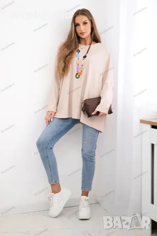 Oversize дамска блуза с колие, 8цвята , снимка 12 - Блузи с дълъг ръкав и пуловери - 48831218