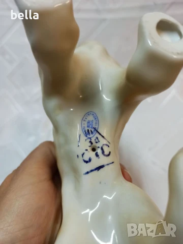 Румънска голяма порцеланова пластика на лъв в отличен колекционерски вид с дължина 26 см, снимка 9 - Антикварни и старинни предмети - 50590443