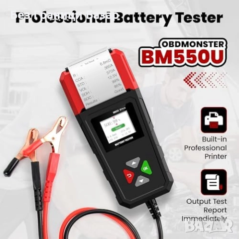 Нов Диагностичен уред за акумулатори с печат и товарен тест 6V–24V, снимка 2 - Други инструменти - 52497870