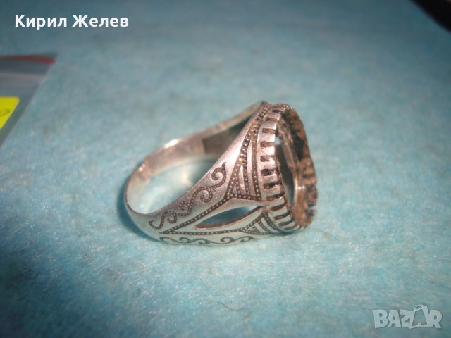 СТАР СРЕБЪРЕН МАРКОВ ПРЪСТЕН ОКСИДИРАНО СРЕБРО 925 с МЯСТО за ВГРАЖДАНЕ на СКЪПОЦЕНЕН КАМЪК 25288, снимка 3 - Пръстени - 34895848