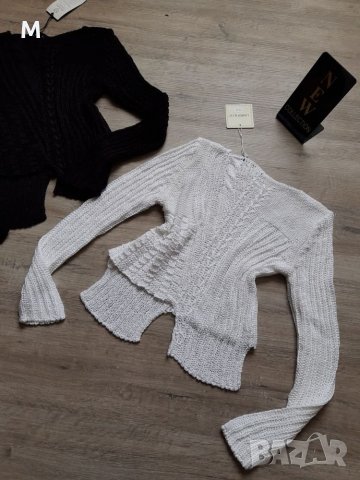 Ново жестоко бяло пуловерче на различни дължини на намаление, снимка 1 - Блузи с дълъг ръкав и пуловери - 27005298