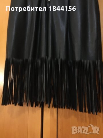 Черна кожена рокля с ресни, снимка 4 - Рокли - 43069661