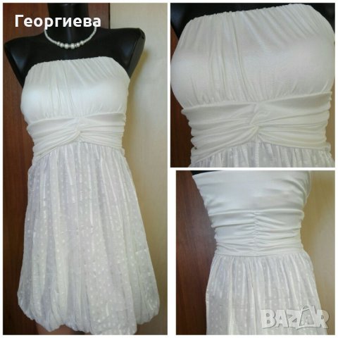 Кокетна бяла рокля 👗💎XS, S, М👗💎арт.110