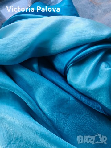 Шал от копринен шифон с цветен градиент, снимка 5 - Шалове - 27213975