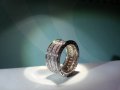 Сребърен пръстен с багети, модел на BVLGARI, снимка 3