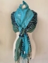 Тюркоазено син шал от коприна, пашмина, памук/ ралични видове, снимка 7