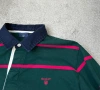 GANT fine knit lambswool striped rugby polo in green L, снимка 2
