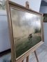Атмосферна маслена картина "Пейзаж с лодка" (Regehbar '86) - 68x88 см, снимка 9