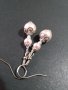 Изящни обици с нежни розови кристални перли и орнаменти в цвят Сребро , снимка 2