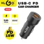 KLGO TC-02 USB Type C PD + USB, бързо зарядно устройство за кола - 18W, снимка 2