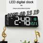 LED стенен електронен часовник с дистанционно, календар и термометър, 38 см, снимка 1