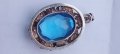 Стара сребърна брошка със син топаз, снимка 5