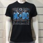 Нова мъжка тениска с дигитален печат на музикалната група AC/DC - Black Ice със син надпис 