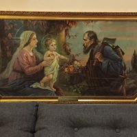 Винтидж картина,икона Светото семейство, Исус, Мария и Йосиф. , снимка 10 - Картини - 43475275