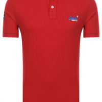 Мъжка тениска с яка Superdry & Polo, XL, червена с къс ръкав, снимка 4 - Тениски - 36507097