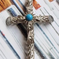 Антикварен сребърен кръст , снимка 1 - Колиета, медальони, синджири - 37960485