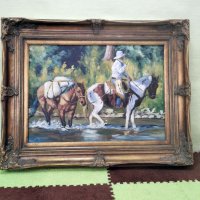	 Голяма картина "Каубой с коне", снимка 1 - Картини - 32433474